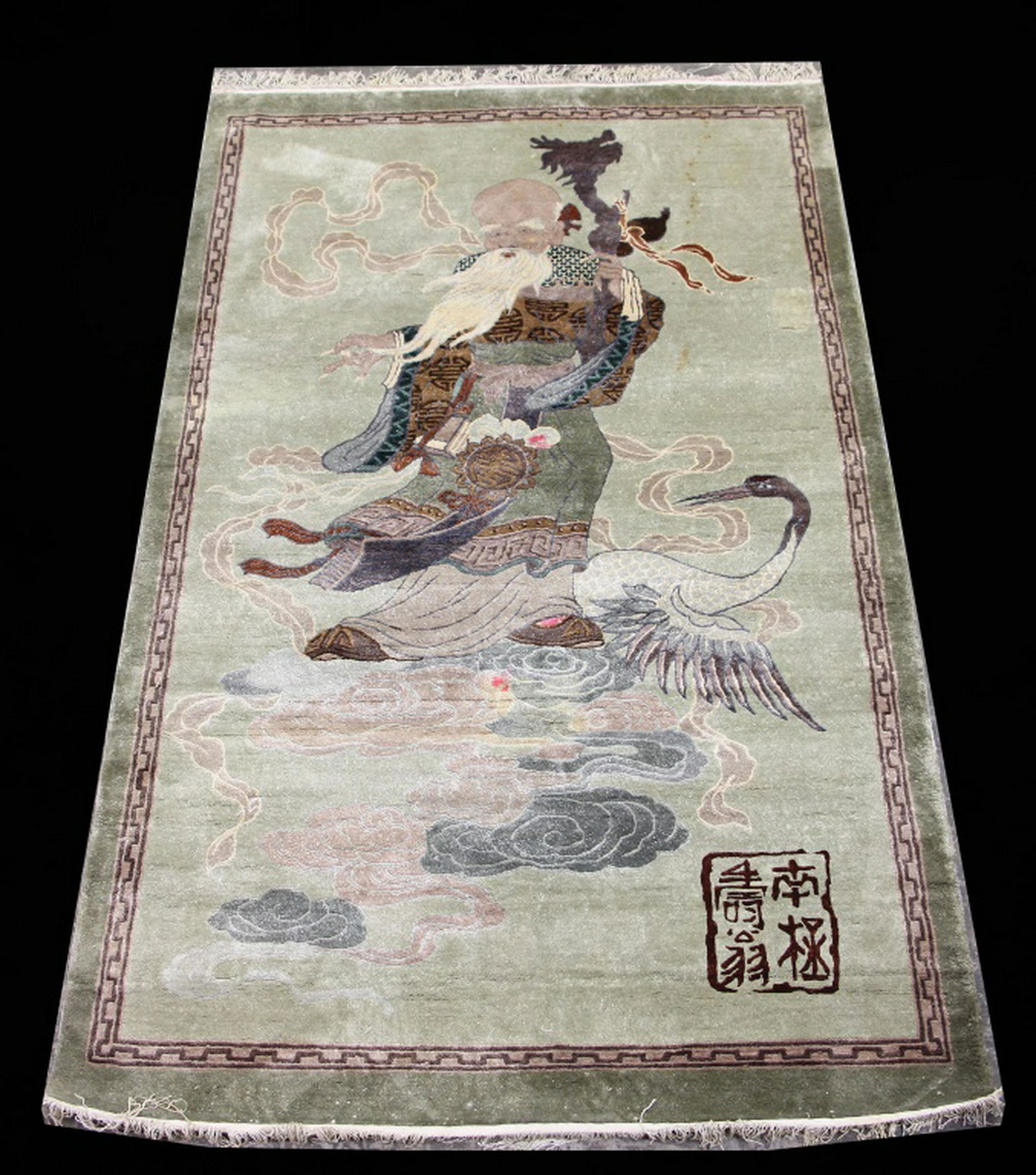 CHINESE SCHOLAR DESIGN SILK RUG: CHINESE SCHOLAR DESIGN SILK RUG. Height: 7 ft. 0 in. by Width: 4 ft. 1 in.