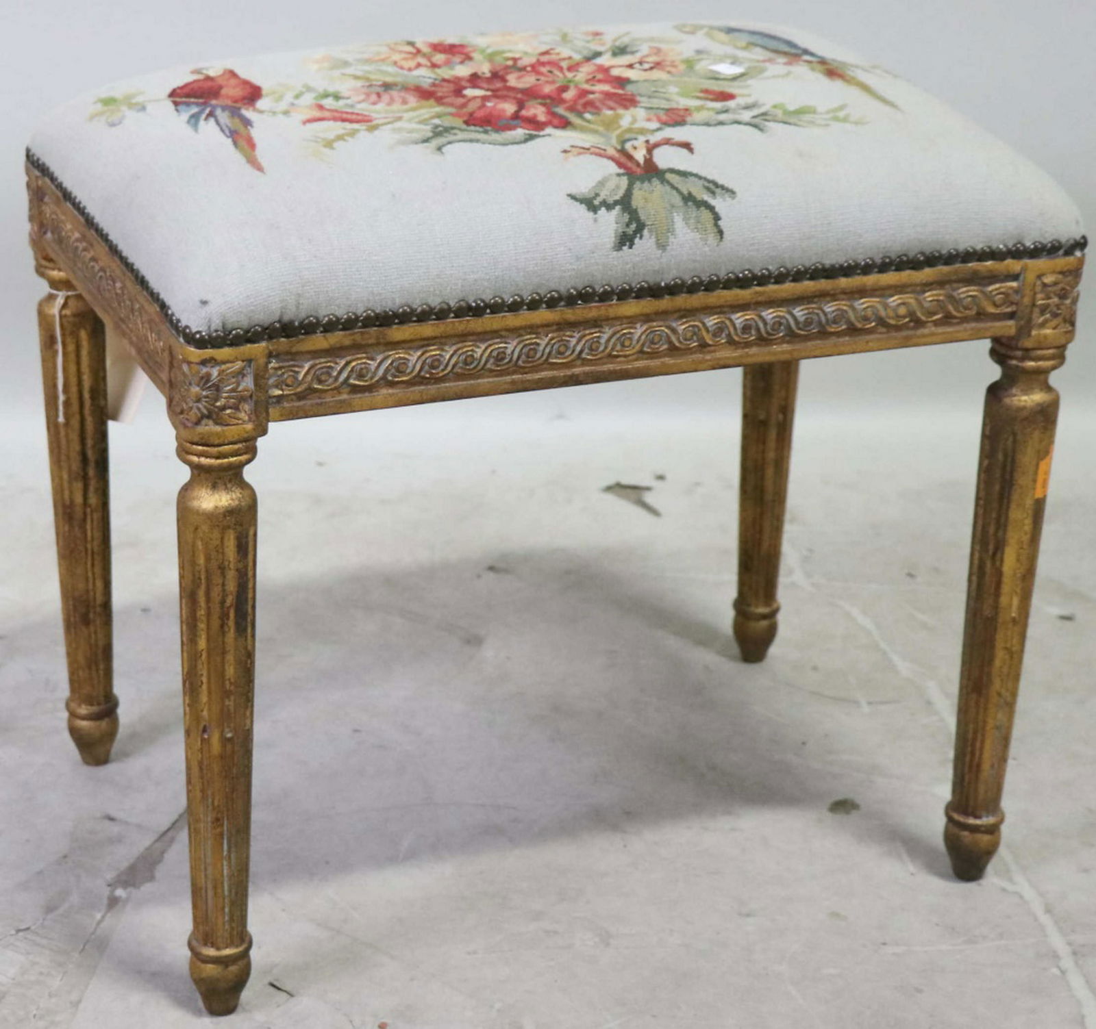 FRENCH STYLE GILDED NEEDLEPOINT SEAT BENCH (1 of 2)