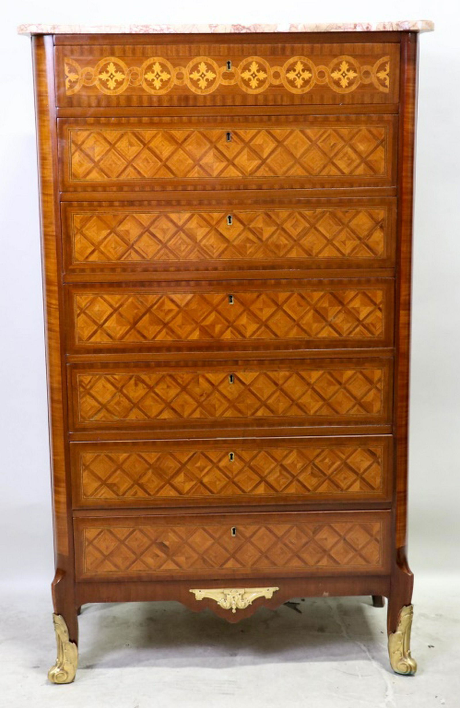 19th CENTURY LOUIS PHILIPPE MARBLE TOP CHEST (1 of 6)