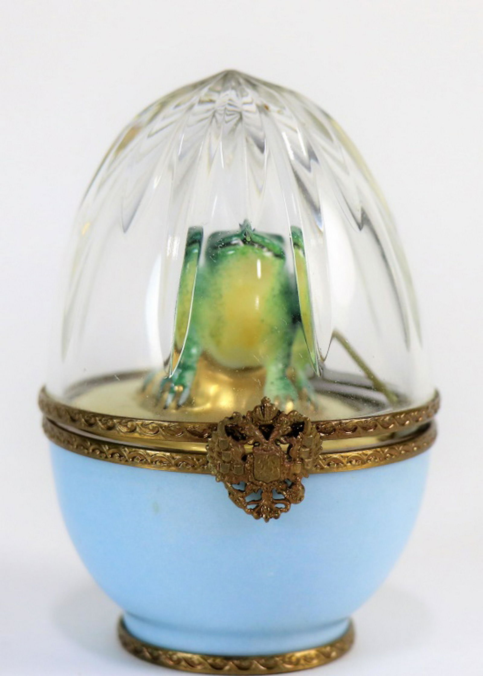 FABERGE JADE AND STERLING SILVER FROG EGG (1 of 3)