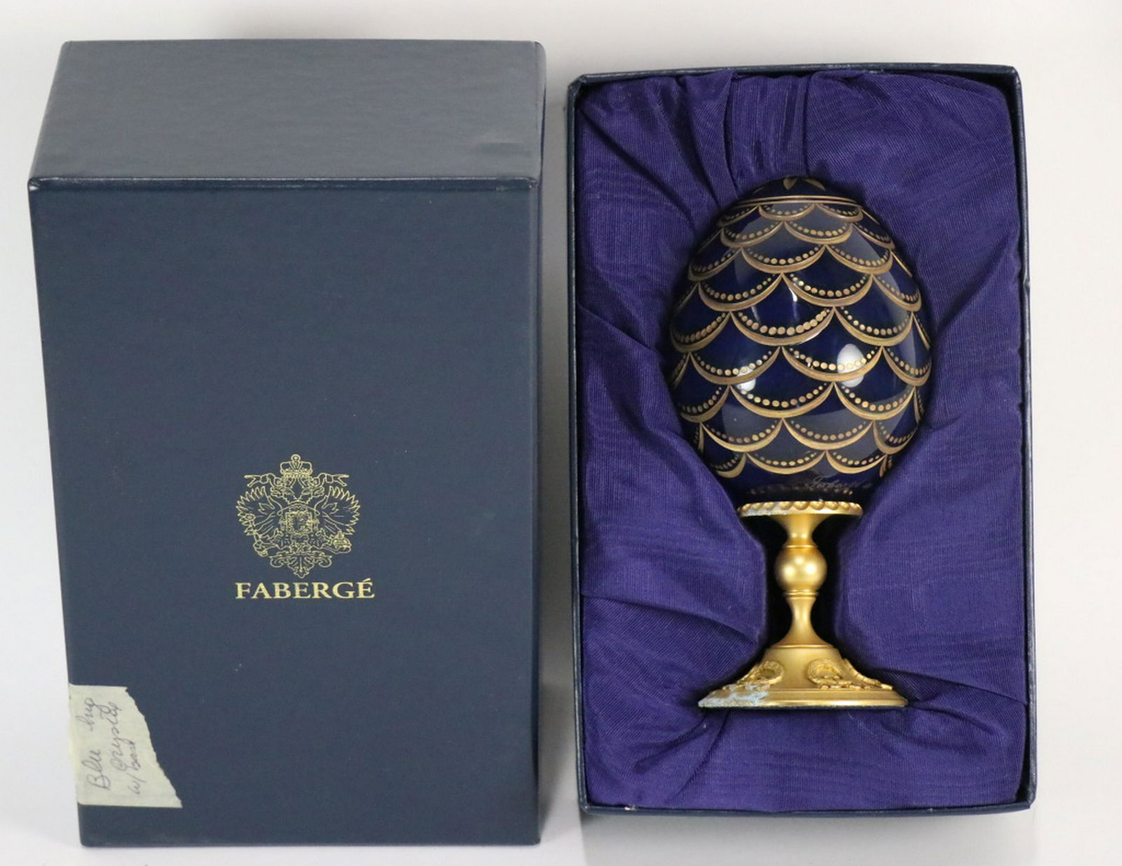 FABERGE BLUE CUT GLASS EGG (1 of 4)