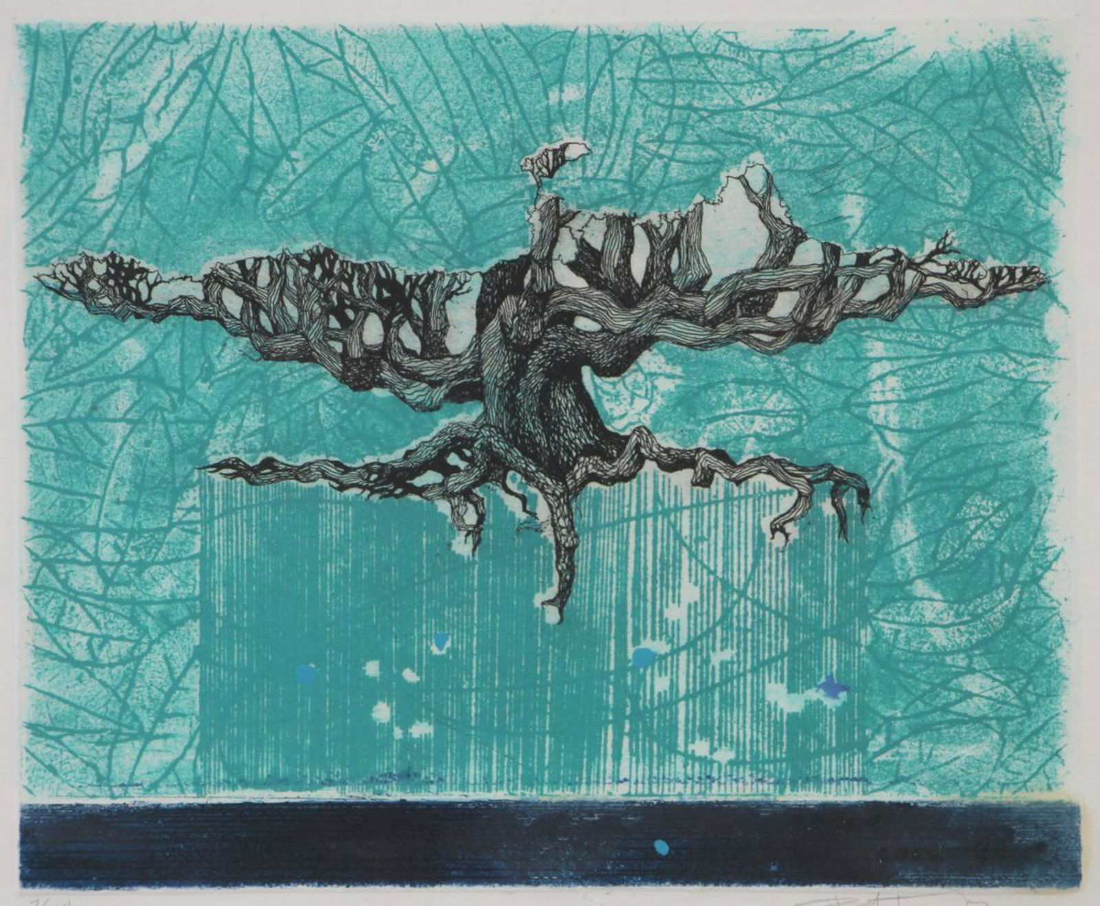 BOB FOWERL ABSTRACT TREE SIGNED AND #7/100 (1 of 2)