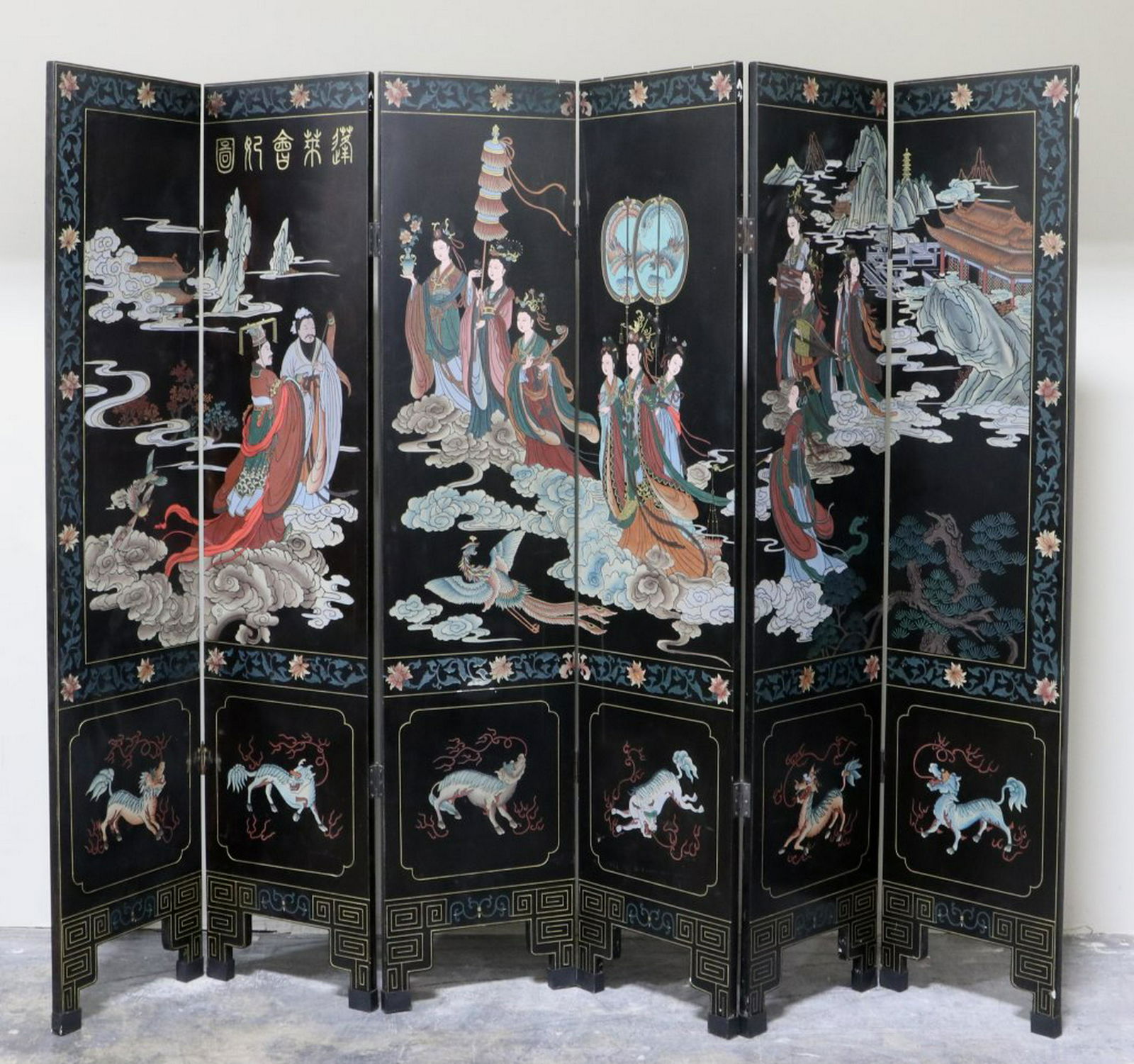 SIX PANEL BLACK LACQUER SCREEN (1 of 1)