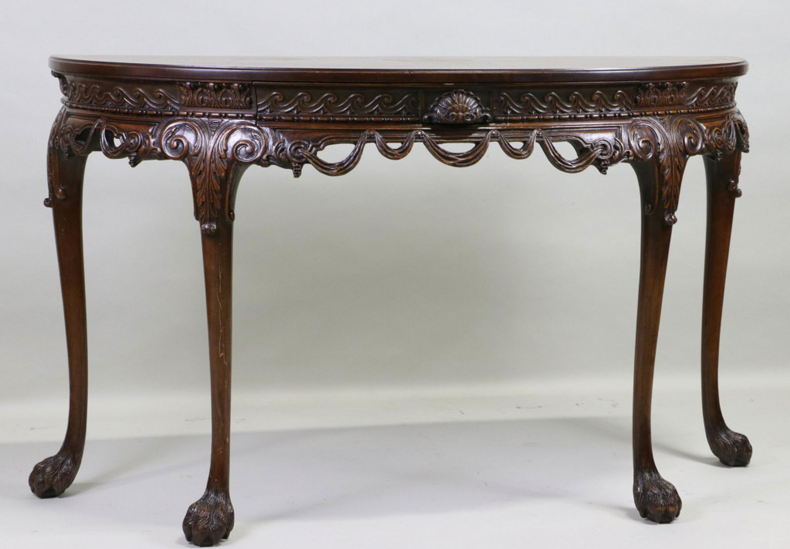 MAHOGANY GEORGIAN STYLE DEMILUNE CONSOLE TABLE (1 of 6)