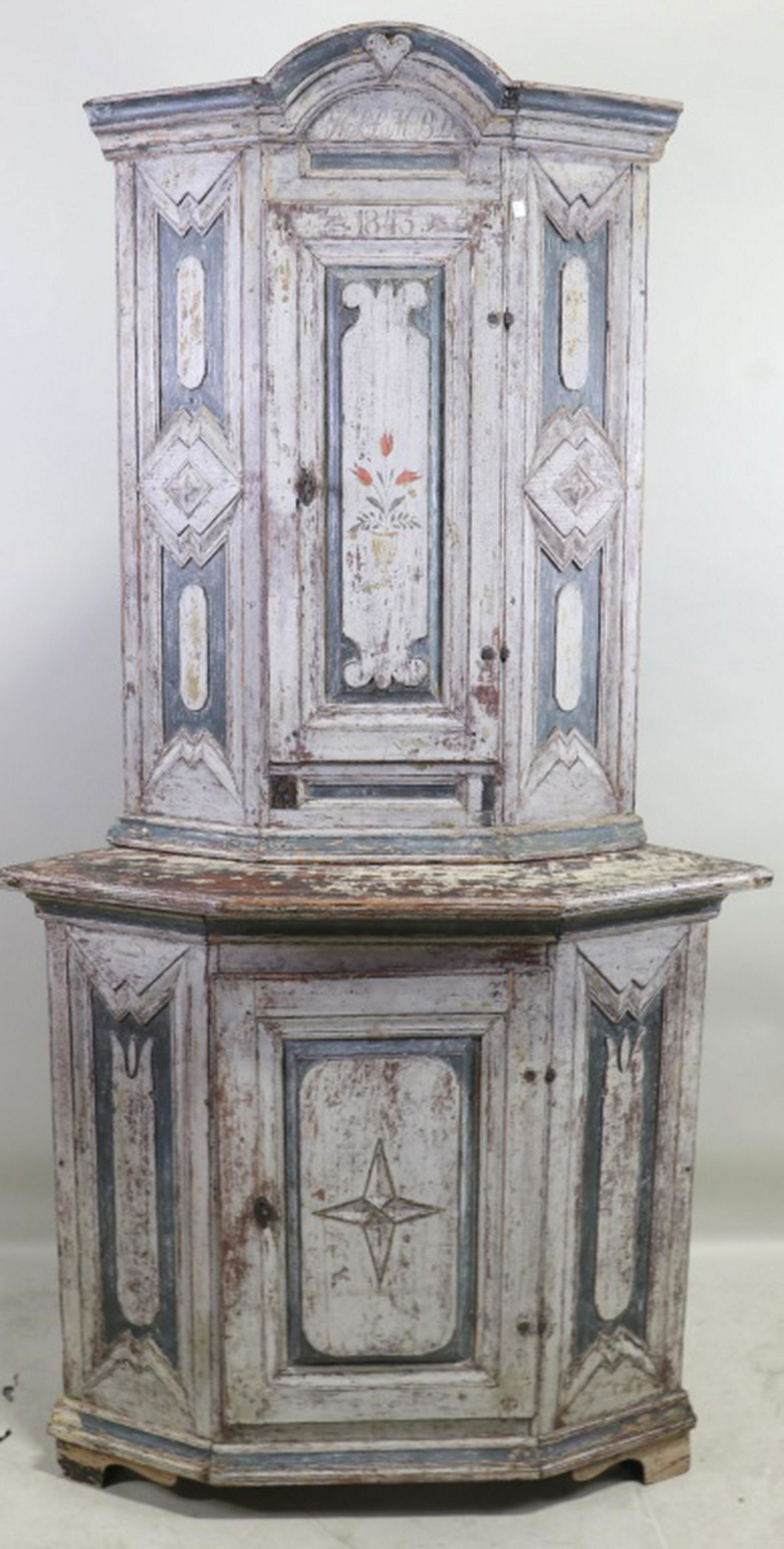 c.1840's SWEDISH PAINTED CORNER CABINET (1 of 4)