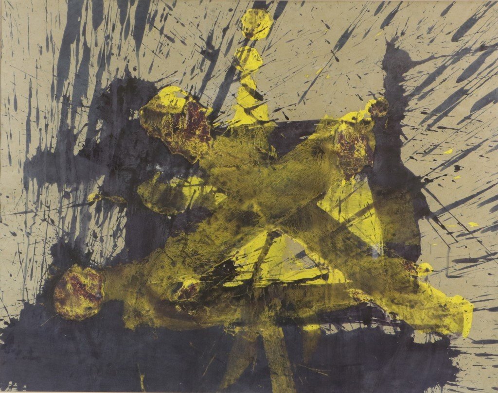 ORIGINAL MICHAEL TRACY ABSTRACT MIXED MEDIA ON PAPER: ORIGINAL MICHAEL TRACY ABSTRACT MIXED MEDIA ON PAPER. 33 & 26"H X 40 & 39"W.