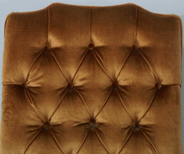 Pair of brown button-tufted armchairs. - 2