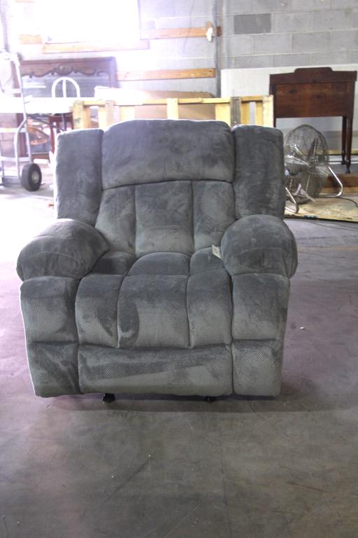 SLATE GRAY ROCKING RECLINER: SLATE GRAY ROCKING RECLINER Height: 38 in. by Width: 42 in. by Depth: 26