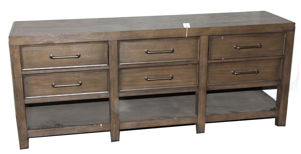 72" BROWN TV CONSOLE: 72" BROWN TV CONSOLE Height: 29.5 in. by Width: 72 in. by Depth: 18