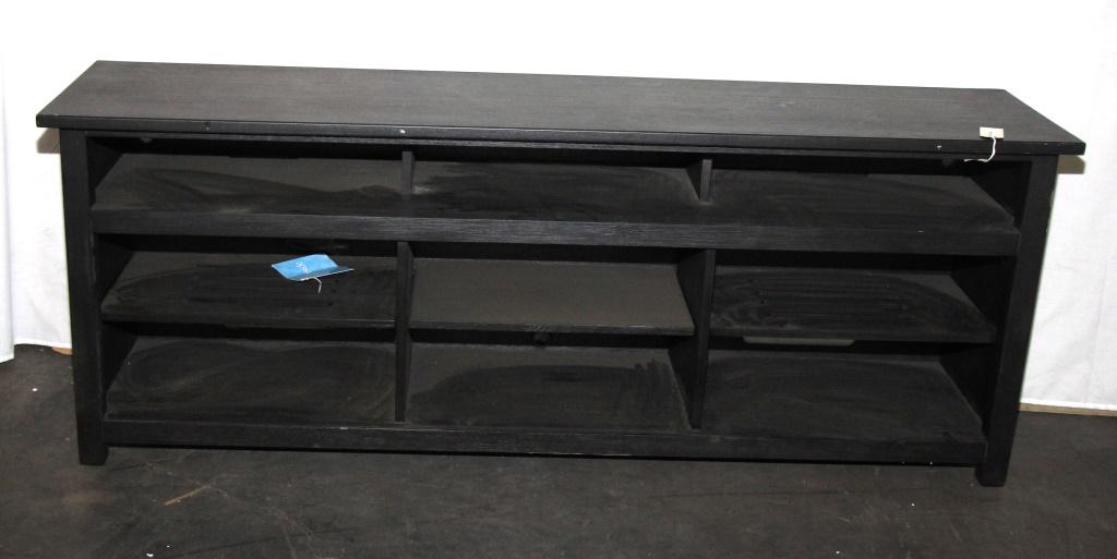 72" DARK BROWN ENTERTAINMENT CONSOLE: 72" DARK BROWN ENTERTAINMENT CONSOLE Height: 28 in. by Width: 74 in. by Depth: 18