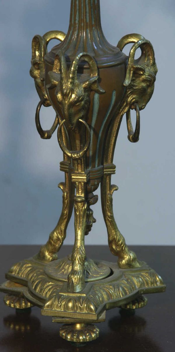 PAIR OF CANDELOBRA WITH RAMS HEADS AND HOOVES. - 2