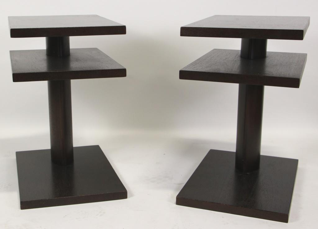 PAIR OF CONTEMPORARY PRINCIPLE DESIGN SIDE TABLES. (1 of 3)