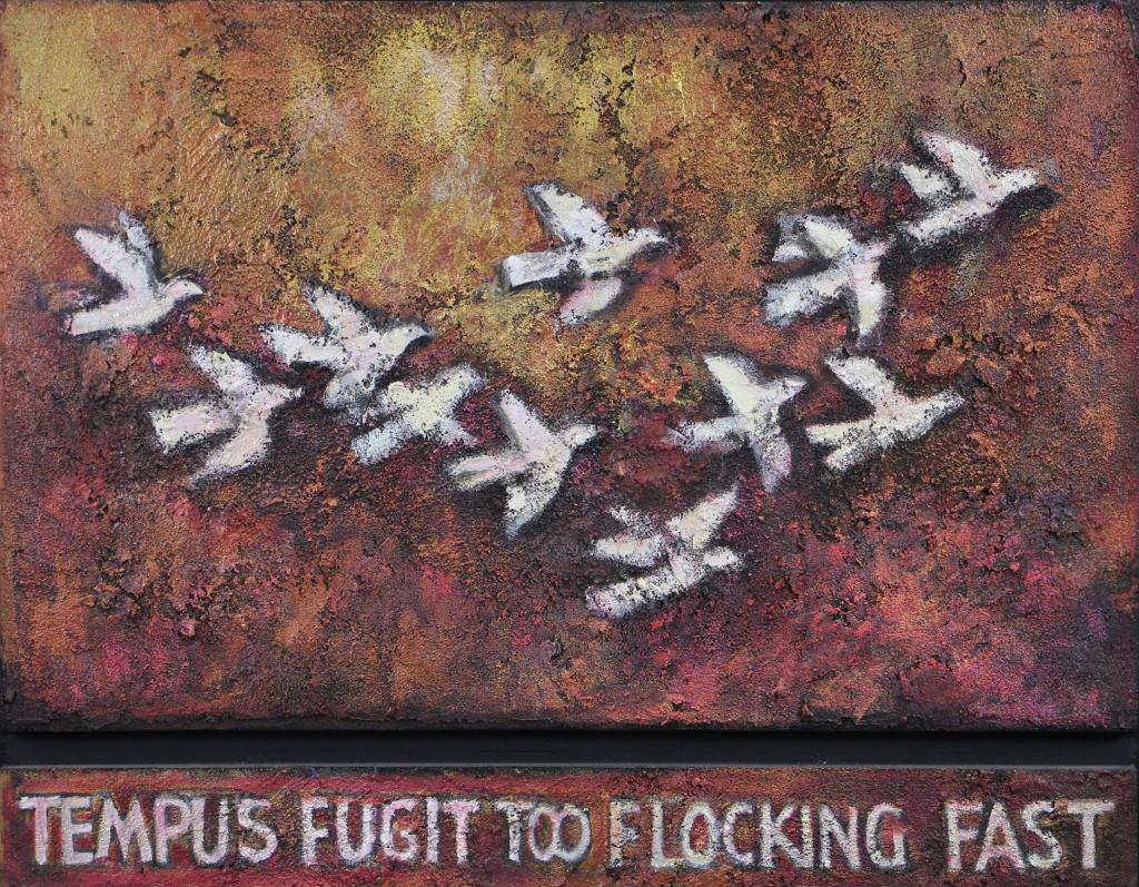 DAVID ADICKES "TEMPUS FUGITIVE" ACRYLIC . Height: 33: DAVID ADICKES "TEMPUS FUGITIVE" ACRYLIC . Height: 33 in. by Width: 41 in.