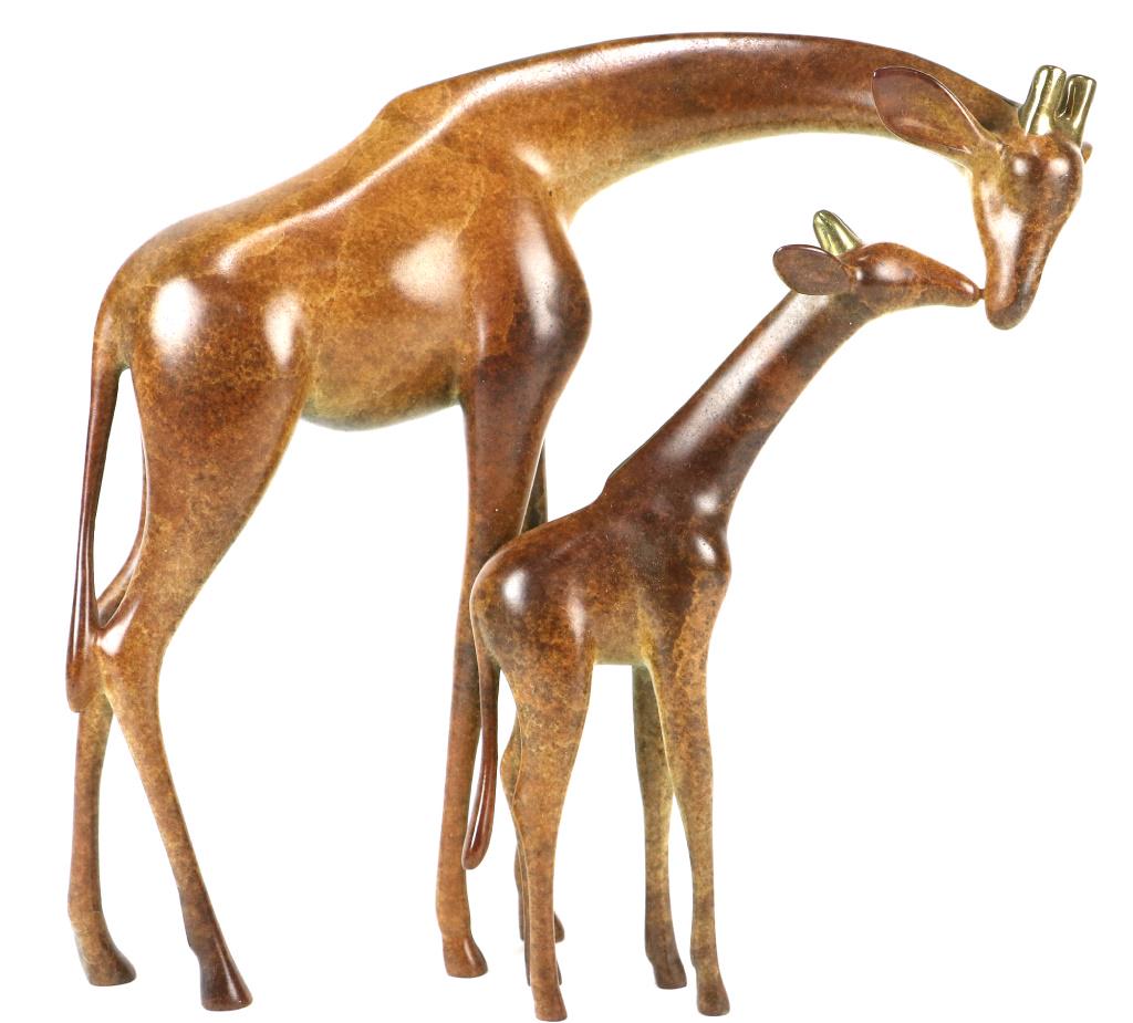 LOET VANDERVEEN GIRAFFE & BABY BRONZE SCULPTURE. (1 of 5)