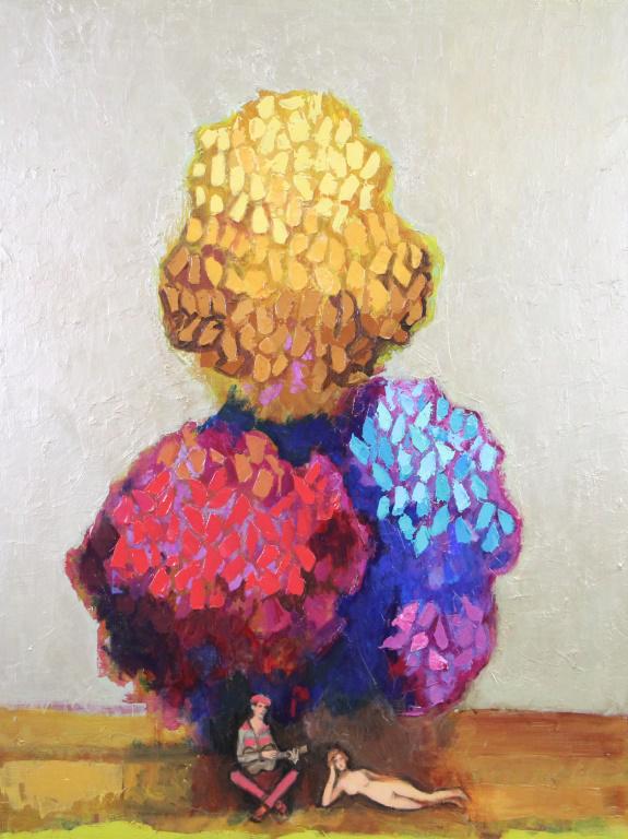 DAVID ADICKES "SERENADE" ACRYLIC PAINTING. Height: 53: DAVID ADICKES "SERENADE" ACRYLIC PAINTING. Height: 53 1/2 & 47 1/2 in. by Width: 41 1/2 & 35 in.