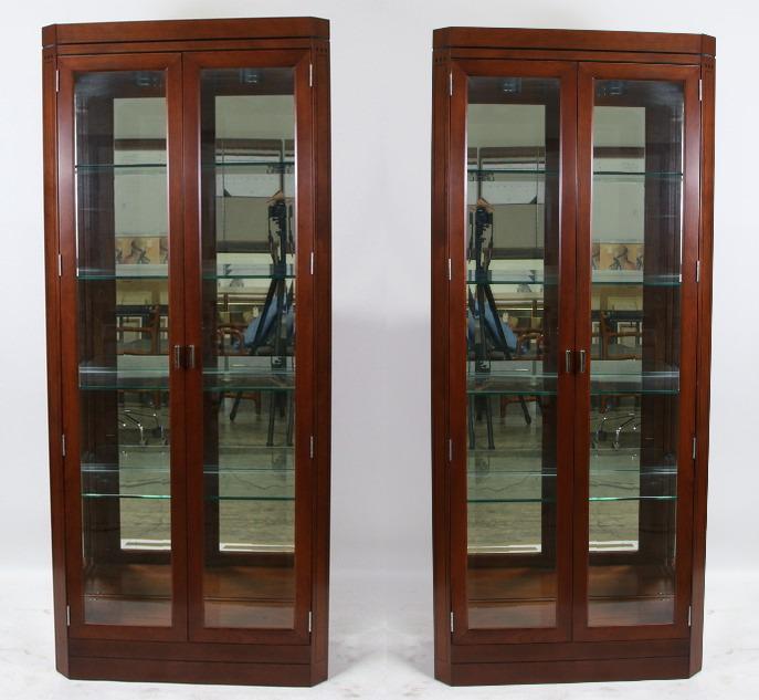 PAIR OF STICKLEY DISPLAY CABINETS. Height: 81 in. by: PAIR OF STICKLEY DISPLAY CABINETS. Height: 81 in. by Width: 35 in. by Depth: 16 in.