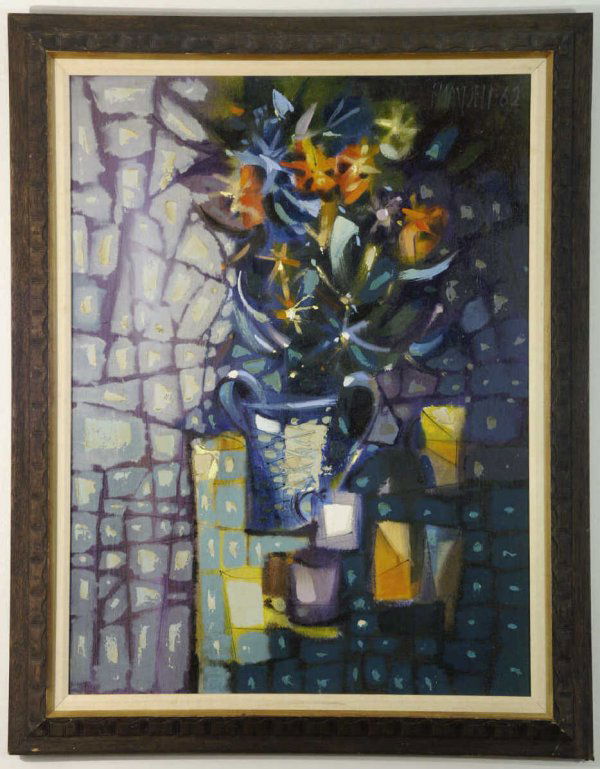 LARGE FRAMED FLORAL STILL LIFE SIGNED "P. MAXWELL": LARGE FRAMED FLORAL STILL LIFE SIGNED "P. MAXWELL". OIL ON CANVAS. ARTIST: PAUL MAXWELL PURCHASED FROM DAVID GALLERY, HOUSTON TEXAS. HEIGHT: 29 IN. BY WIDTH: 39 IN.