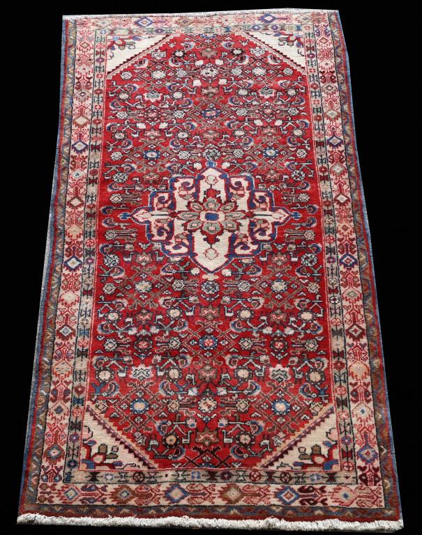 HAND KNOTTED PERSIAN MALAYER RUG: HAND KNOTTED PERSIAN MALAYER RUG. Height: 6 ft. 10 in. by Width: 3 ft. 7 in.