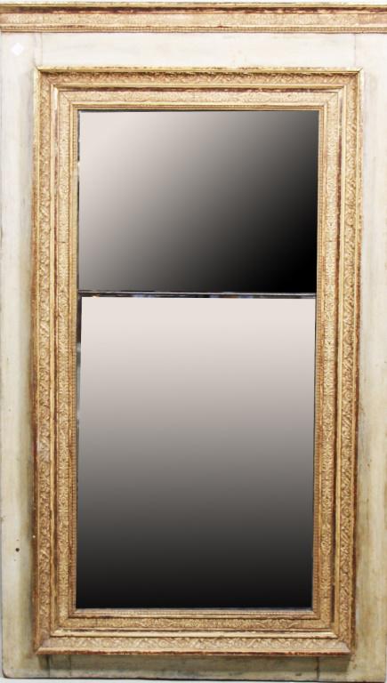 ANTIQUE FRENCH TRUMEAU MIRROR: ANTIQUE FRENCH TRUMEAU MIRROR. Height: 51 in. by Width: 30 in. by Depth: 2 in.