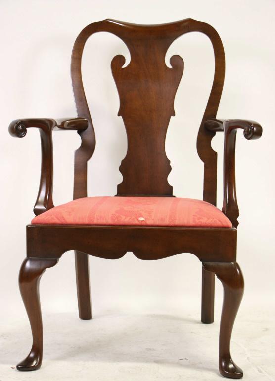 KITTINGER QUEEN ANNE STYLE ARMCHAIR: KITTINGER QUEEN ANNE STYLE ARMCHAIR. Height: 40 in. by Width: 28 in. by Depth: 19 in.