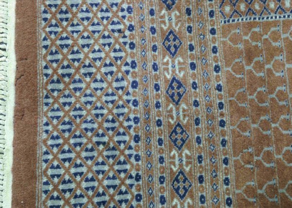 FOUR SMALL AREA RUGS. 3 BLUE & WHITE, 1 RED RUG - 8