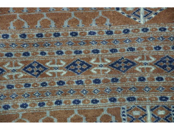 FOUR SMALL AREA RUGS. 3 BLUE & WHITE, 1 RED RUG - 9