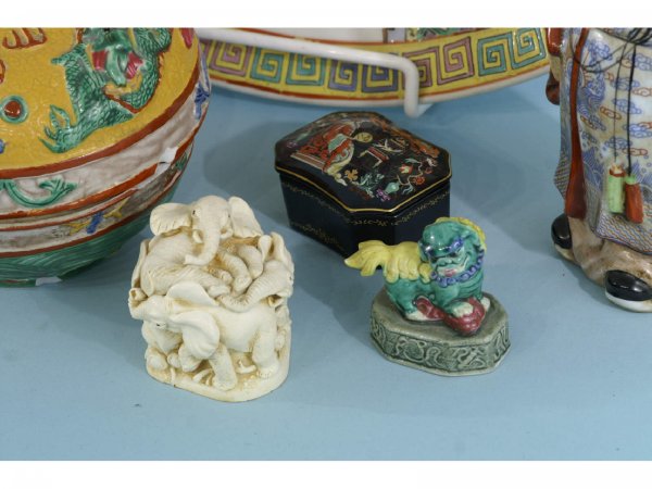 BOX LOT OF PAINTED PORCELAIN - 2