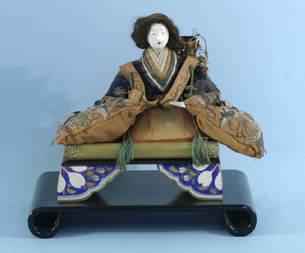 ANTIQUE JAPANESE DOLL ON PAINTED STAND