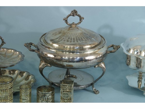 BOX LOT OF SILVERPLATE CHAFING DISHES - 3