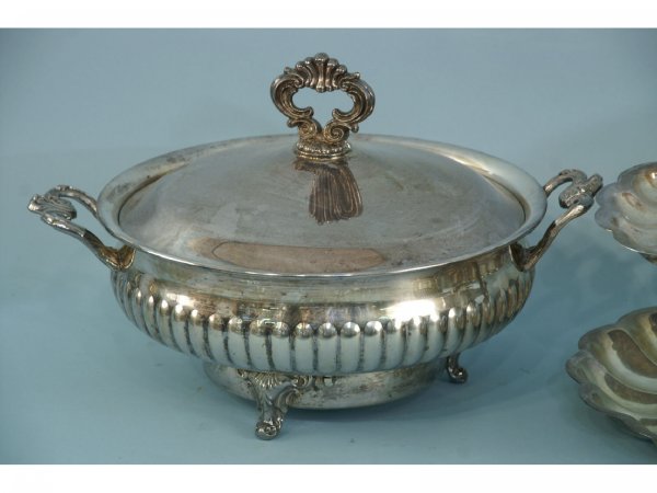 BOX LOT OF SILVERPLATE CHAFING DISHES - 5