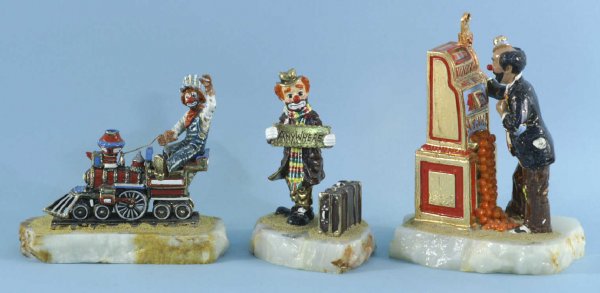 THREE RON A. LEE ART SCULPTURES OF CLOWNS