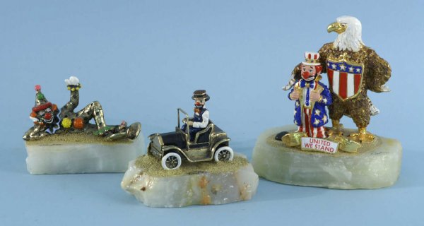 THREE RON A. LEE ART SCULPTURES OF CLOWNS