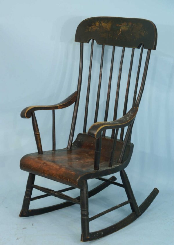 ANTIQUE HAND-PAINTED AMERICAN ROCKING CHAIR