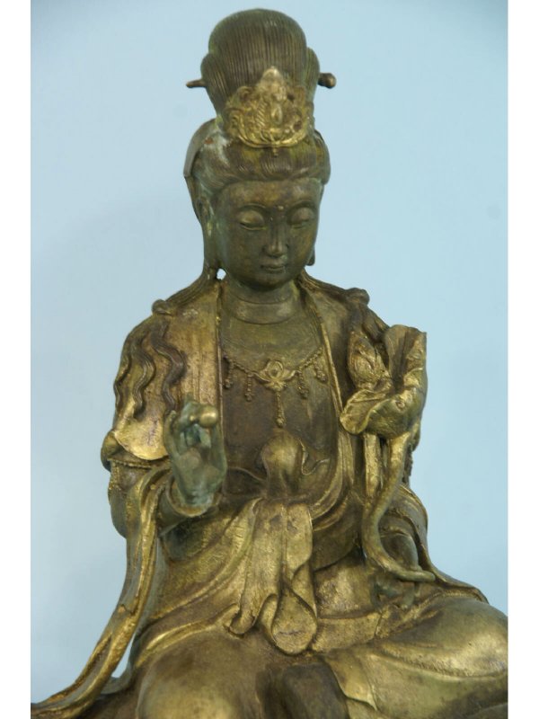 PAIR OF ORIENTAL BRONZE SEATED BUDDHAS - 3