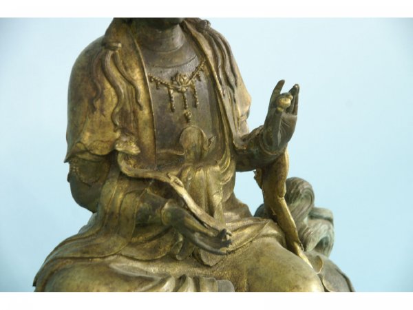 PAIR OF ORIENTAL BRONZE SEATED BUDDHAS - 6