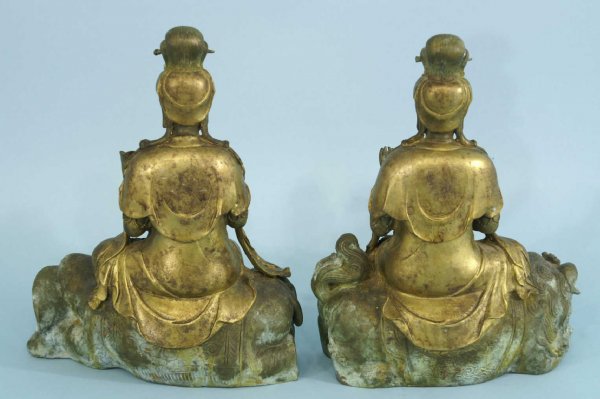 PAIR OF ORIENTAL BRONZE SEATED BUDDHAS - 8