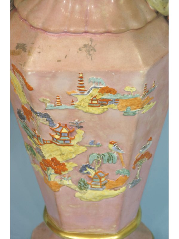 PAIR OF PAINTED CHINESE STYLE VASES - 5