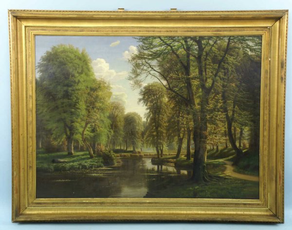 OIL ON CANVAS OF A RIVER SCENE SIGNED "EILERIEM"