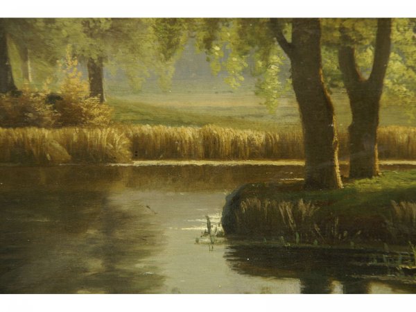 OIL ON CANVAS OF A RIVER SCENE SIGNED "EILERIEM" - 4