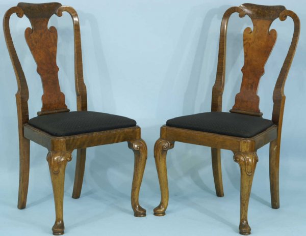 SIX QUEEN ANNE STYLE WALNUT SIDE CHAIRS - 2