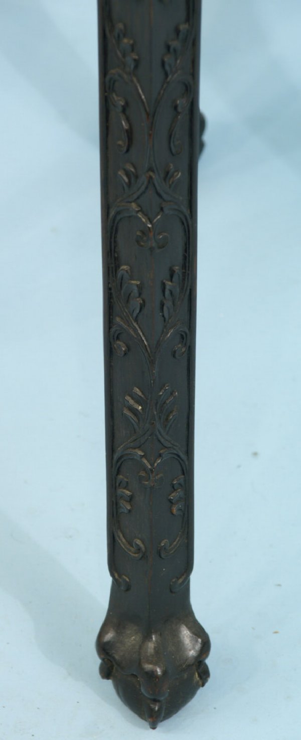 ANTIQUE CHINESE CARVED STAND WITH MARBLE INSET - 4