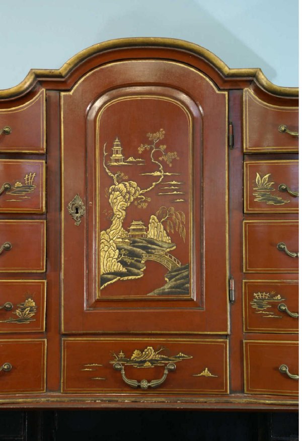 18th CENTURY GERMAN RED CHINOISERIE SECRETARY - 3