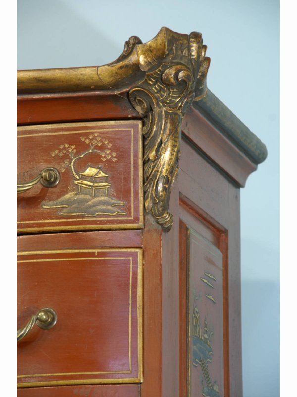 18th CENTURY GERMAN RED CHINOISERIE SECRETARY - 6
