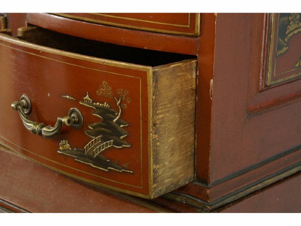 18th CENTURY GERMAN RED CHINOISERIE SECRETARY - 8