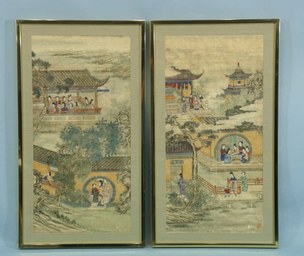 19th CENTURY ANTIQUE CHINESE GLAZE ON SILK