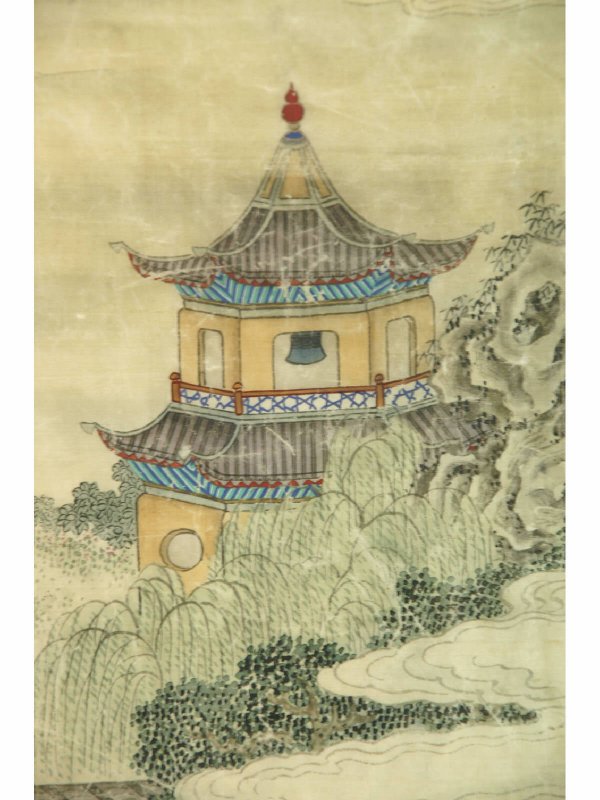 19th CENTURY ANTIQUE CHINESE GLAZE ON SILK - 4