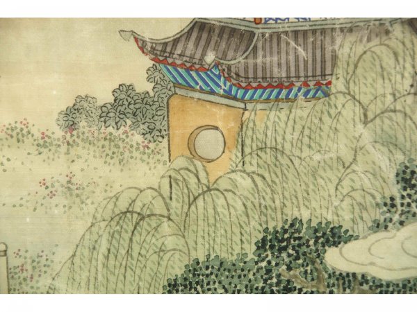 19th CENTURY ANTIQUE CHINESE GLAZE ON SILK - 9