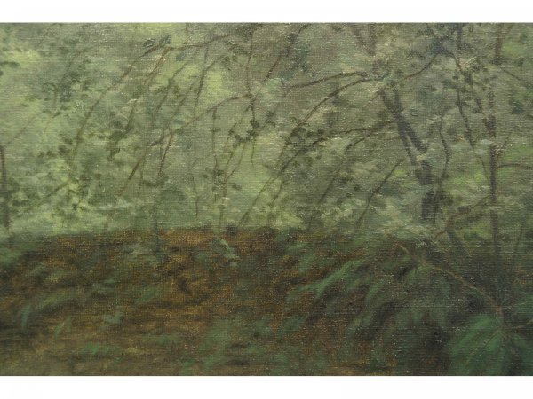 OIL ON CANVAS OF MOSS COVERED BRIDGE - 4