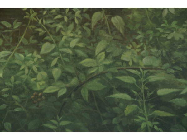 OIL ON CANVAS OF MOSS COVERED BRIDGE - 7