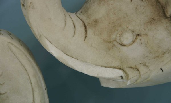 PAIR OF ANTIQUE WHITE MARBLE ELEPHANTS - 4